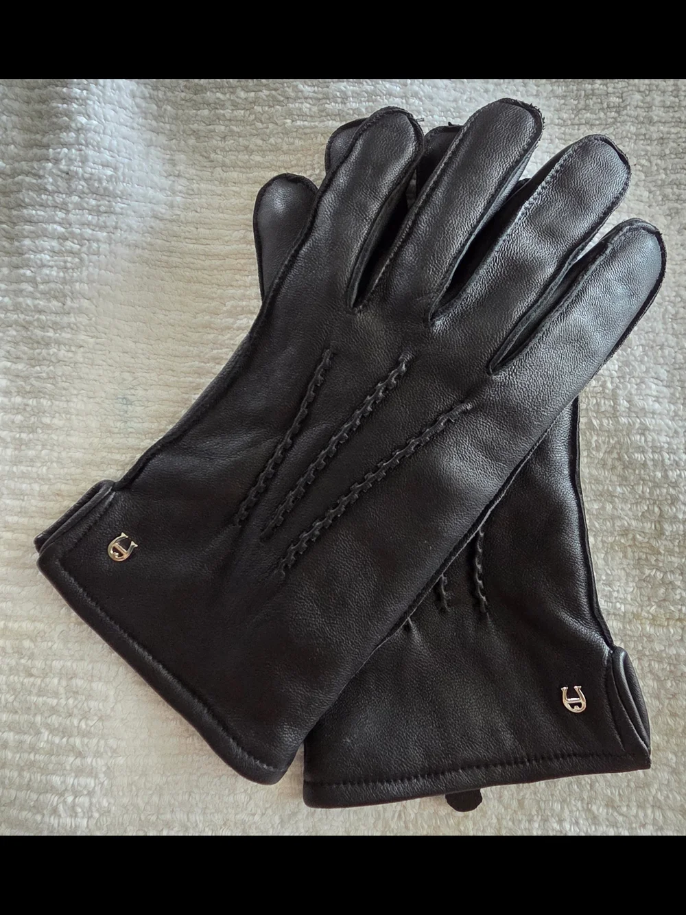 Etienne Aigner Black Leather Men's Gloves with Subtle Logo